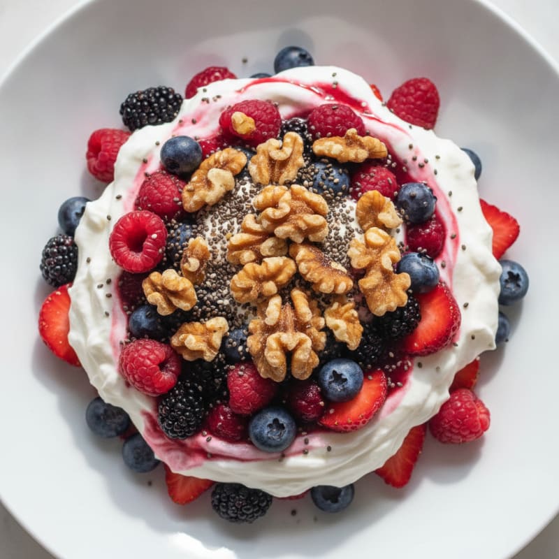 Greek Yogurt Protein Parfait with Mixed Berries