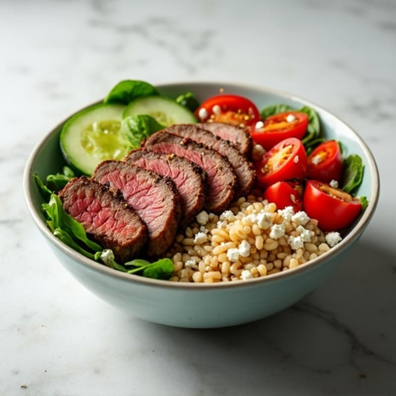Mediterranean-Spiced Venison Rice Bowl with Fresh Vegetables