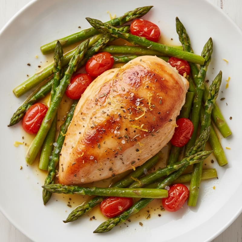 Lemon Herb Roasted Chicken with Asparagus