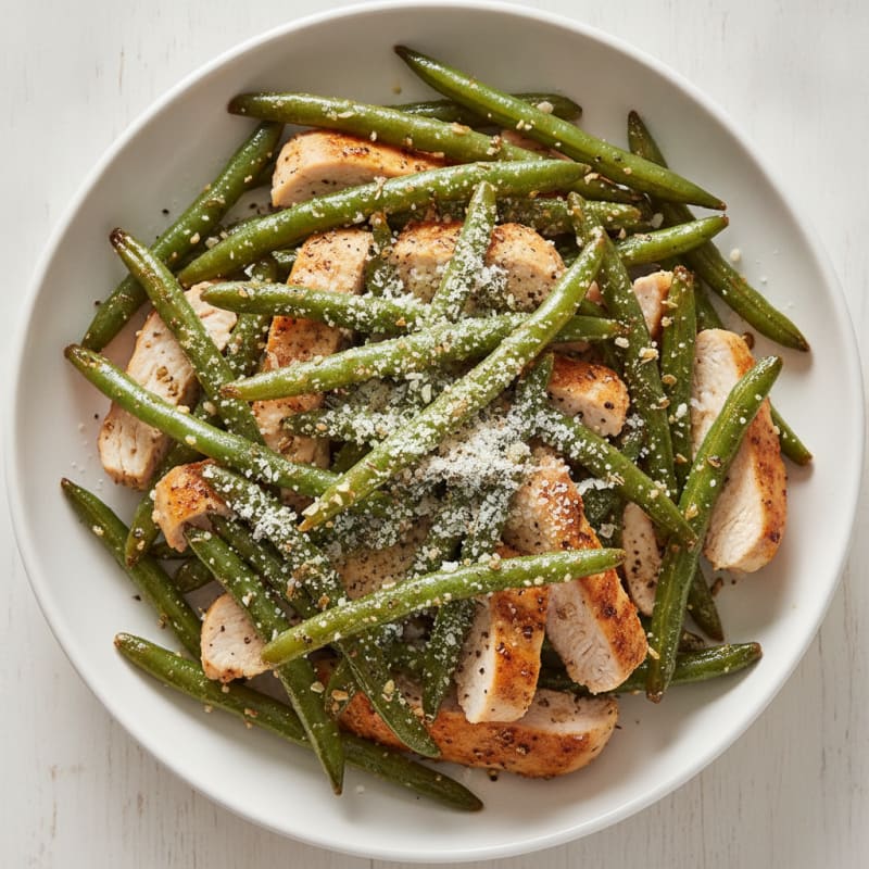 Garlic-Parmesan Roasted Green Beans with Chicken