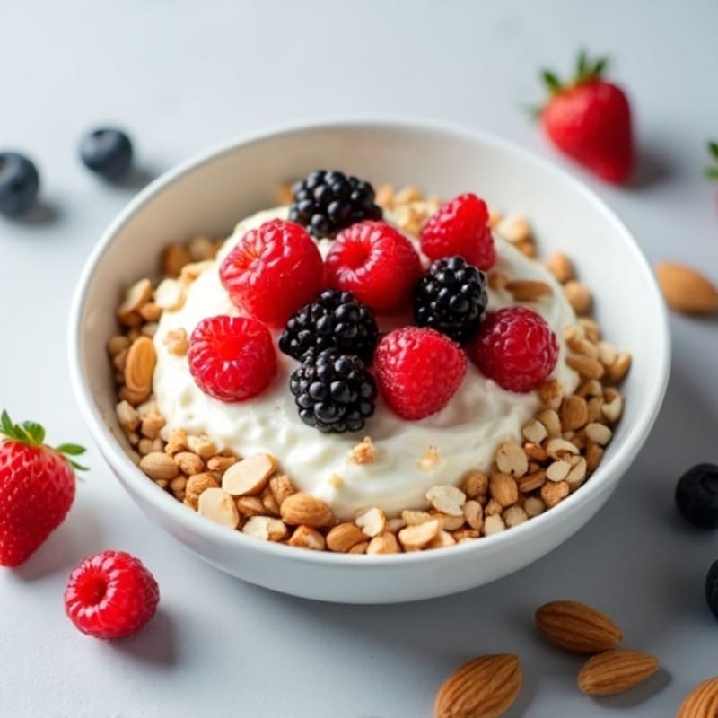 Creamy Cottage Cheese with Fresh Berries and Crunchy Nuts