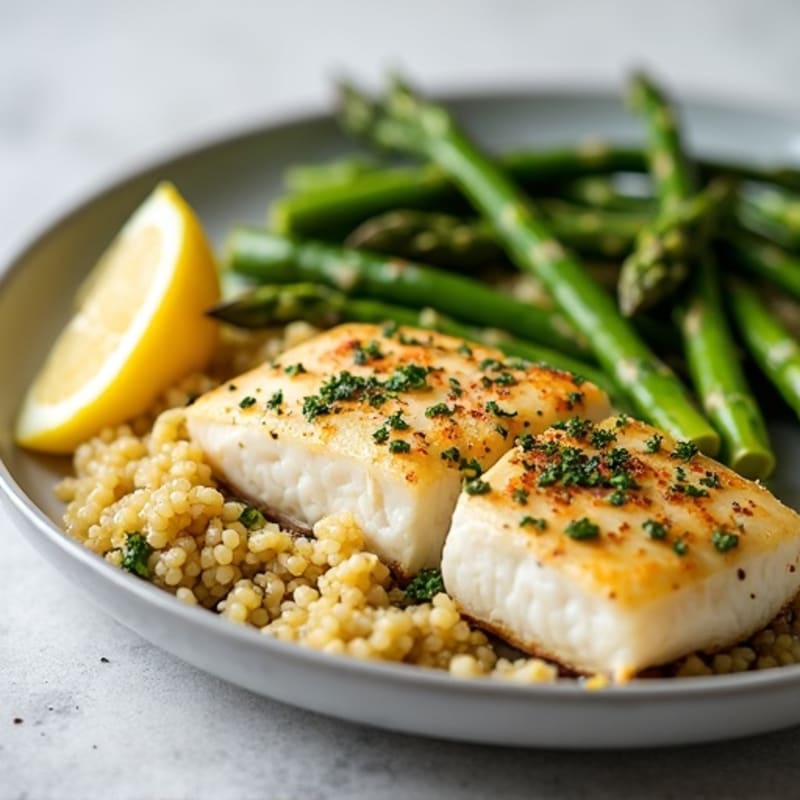 Baked Lemon Herb Cod with Roasted Asparagus