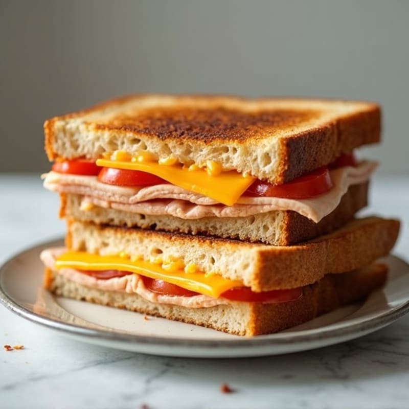 Crispy High-Protein Stacked Grilled Cheese with Lean Turkey