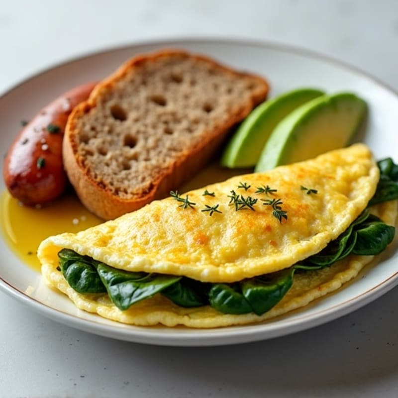 Egg White Spinach Omelette with Turkey Sausage