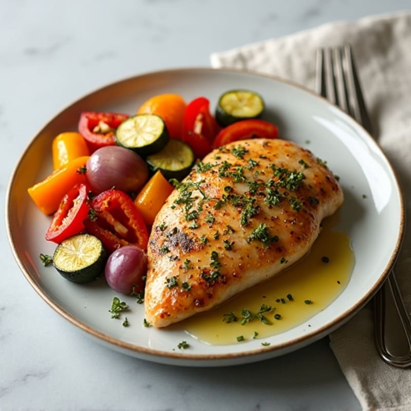 Herb-Crusted Pan Seared Chicken with Roasted Vegetables