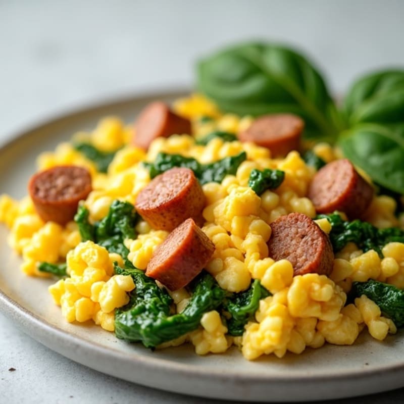 Scrambled Egg Whites with Spinach and Turkey Sausage