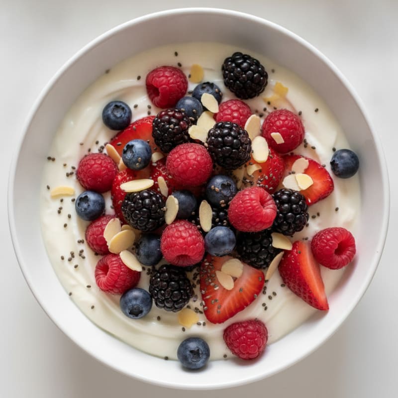 Creamy Greek Yogurt Protein Pudding with Mixed Berries