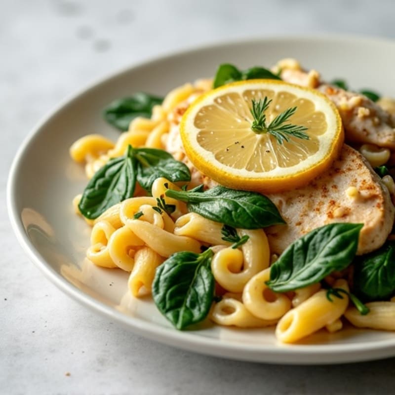 Creamy Lemon Garlic Chicken Pasta with Fresh Spinach