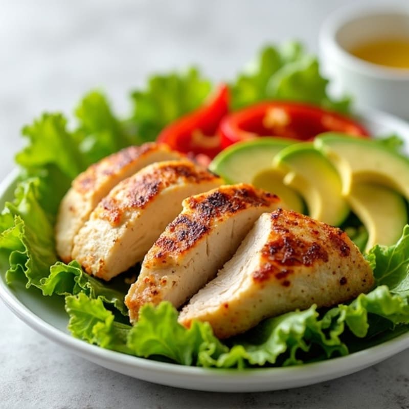 Grilled Chicken Breast and Avocado Lettuce Salad