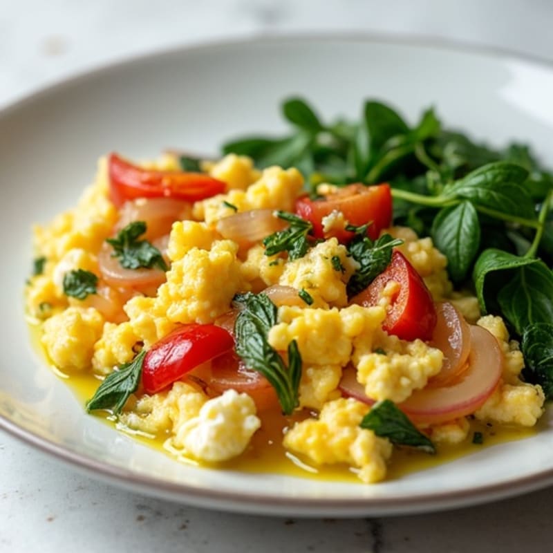 Egg White Veggie Scramble with Cottage Cheese