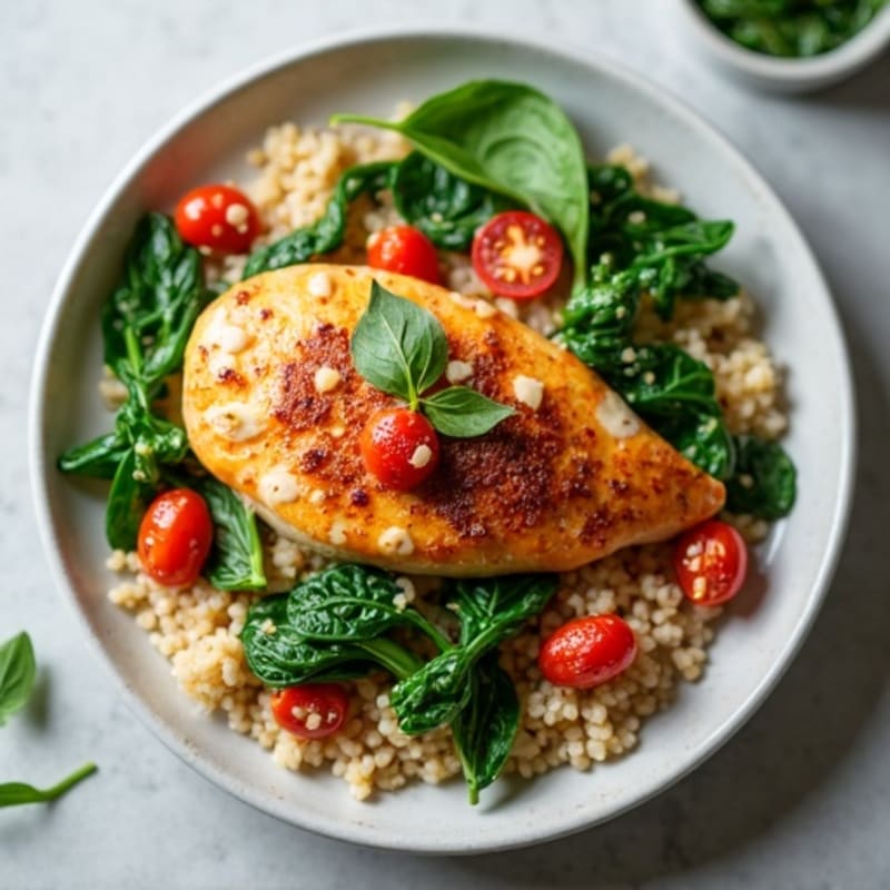 Creamy Sun-Dried Tomato Chicken with Spinach and Quinoa