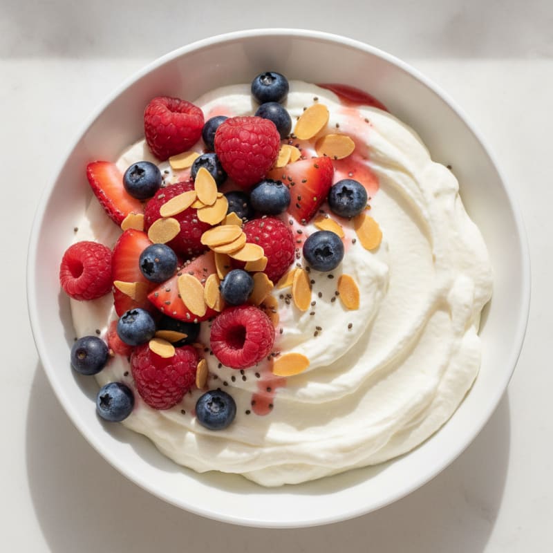 Silky Greek Yogurt Protein Mousse with Mixed Berries