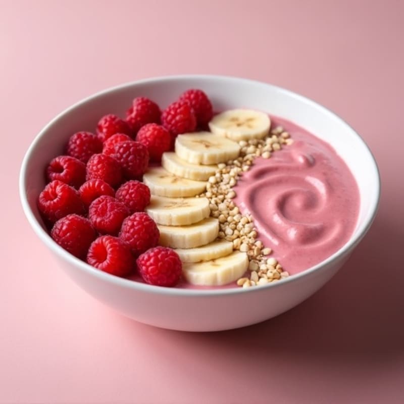 Creamy Raspberry White Chocolate Protein Smoothie Bowl