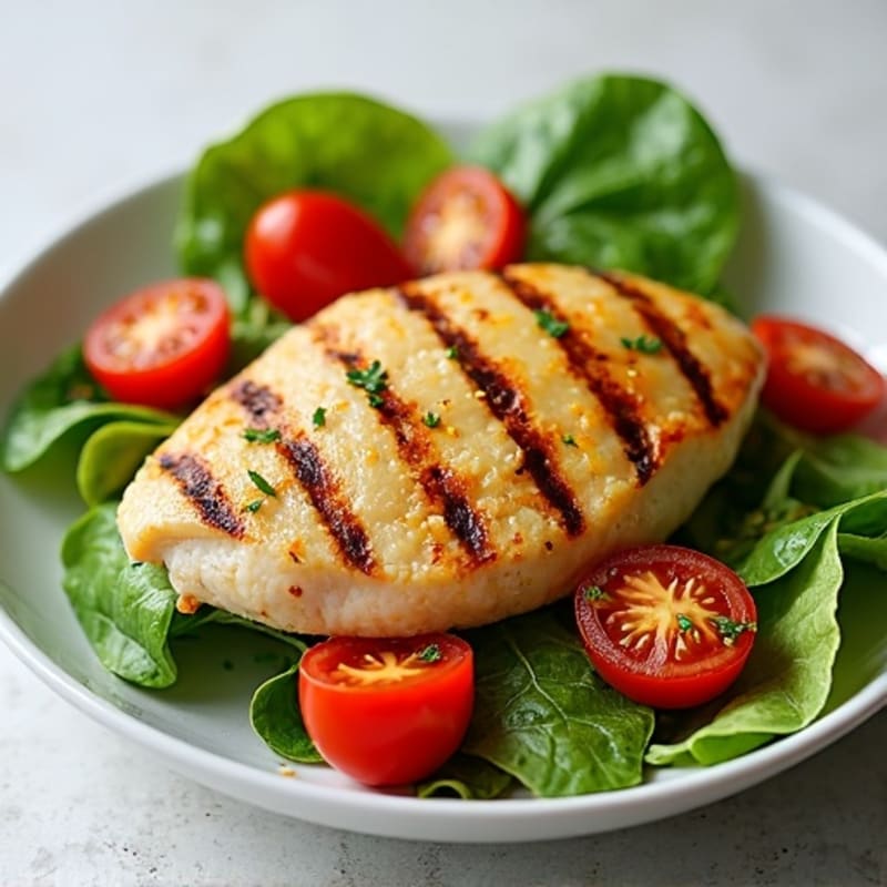 Grilled Chicken Salad with Mixed Greens and Cherry Tomatoes