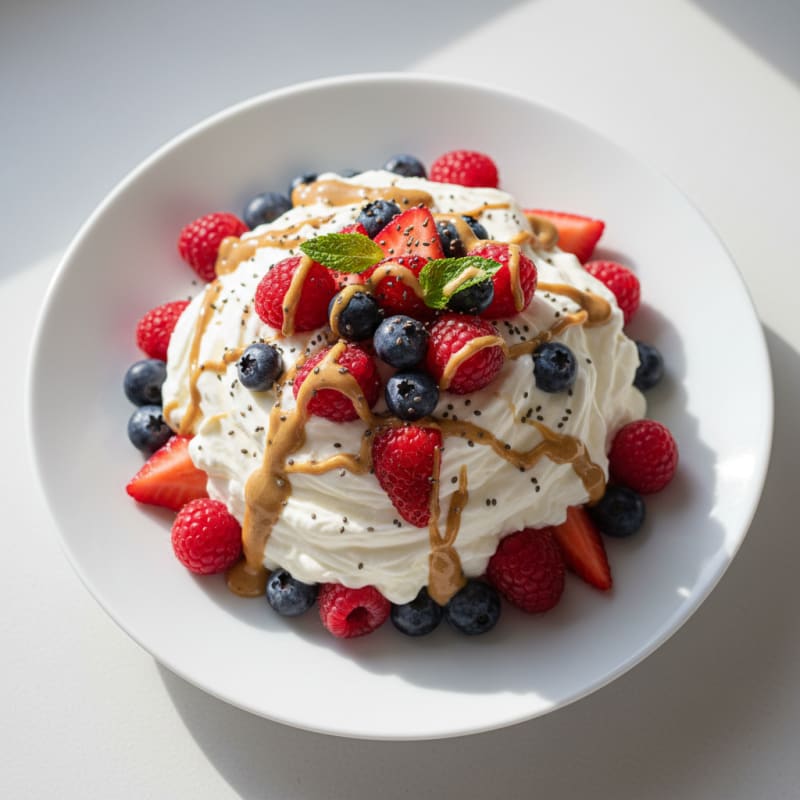 Silky Greek Yogurt Protein Mousse with Mixed Berries