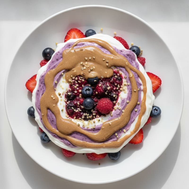 Creamy Greek Yogurt Protein Parfait with Mixed Berries and Almond Butter