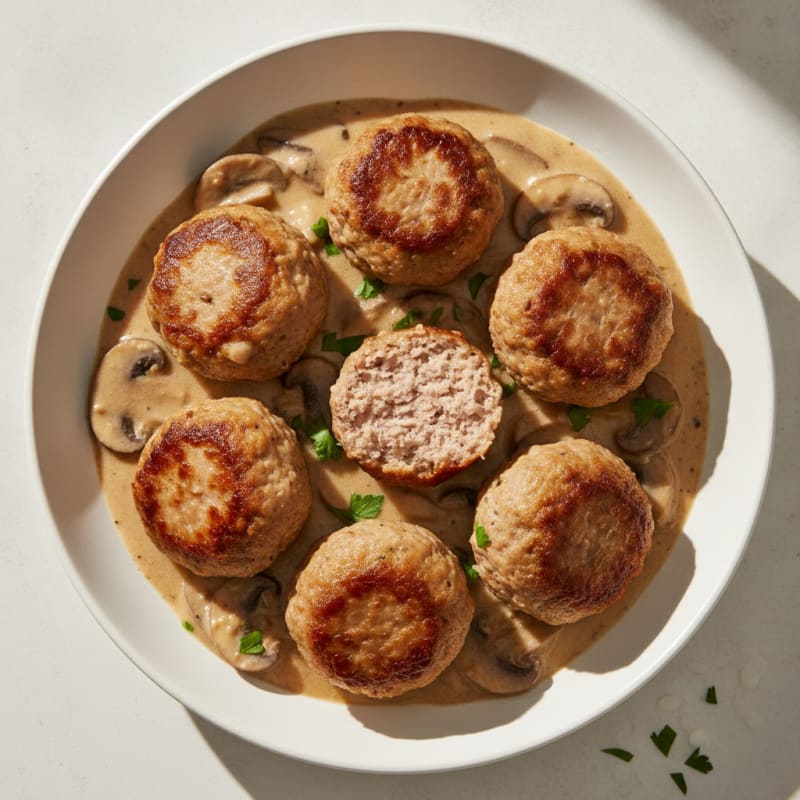 Turkey Meatballs with Creamy Mushroom Sauce