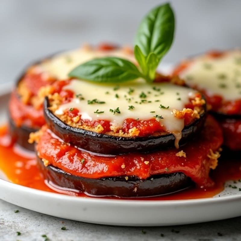 Healthy Crispy Baked Eggplant Parm