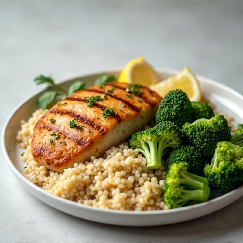 Grilled Turkey Breast with Quinoa and Roasted Broccoli