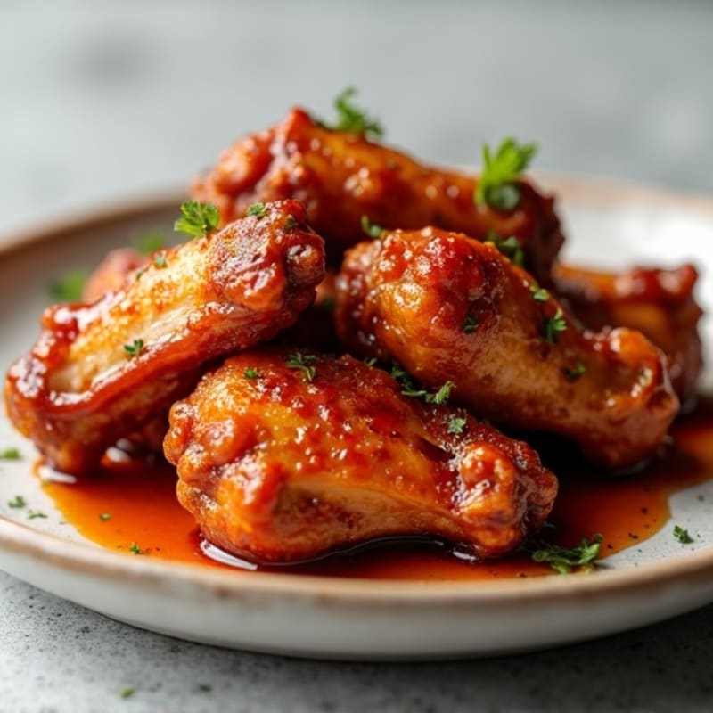 Crispy Baked Chicken Wings with Spicy BBQ Glaze