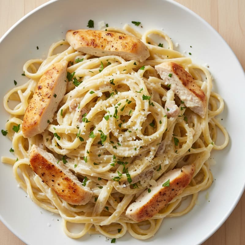Creamy Garlic Alfredo Fettuccine Pasta