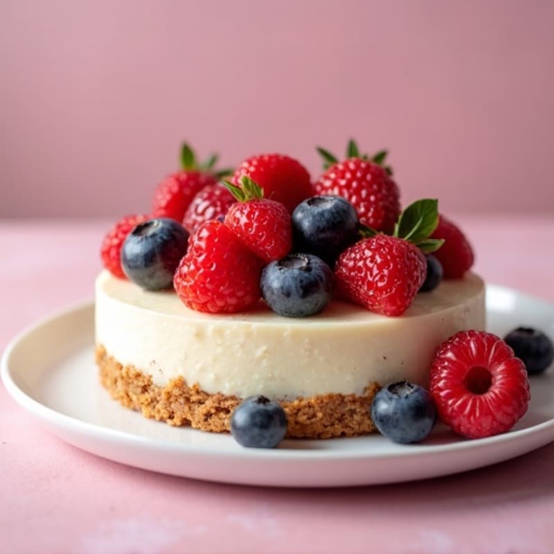 Greek Yogurt Protein Cheesecake with Mixed Berries
