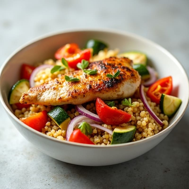 Herb-Spiced Chicken Shawarma Bowl with Roasted Vegetables