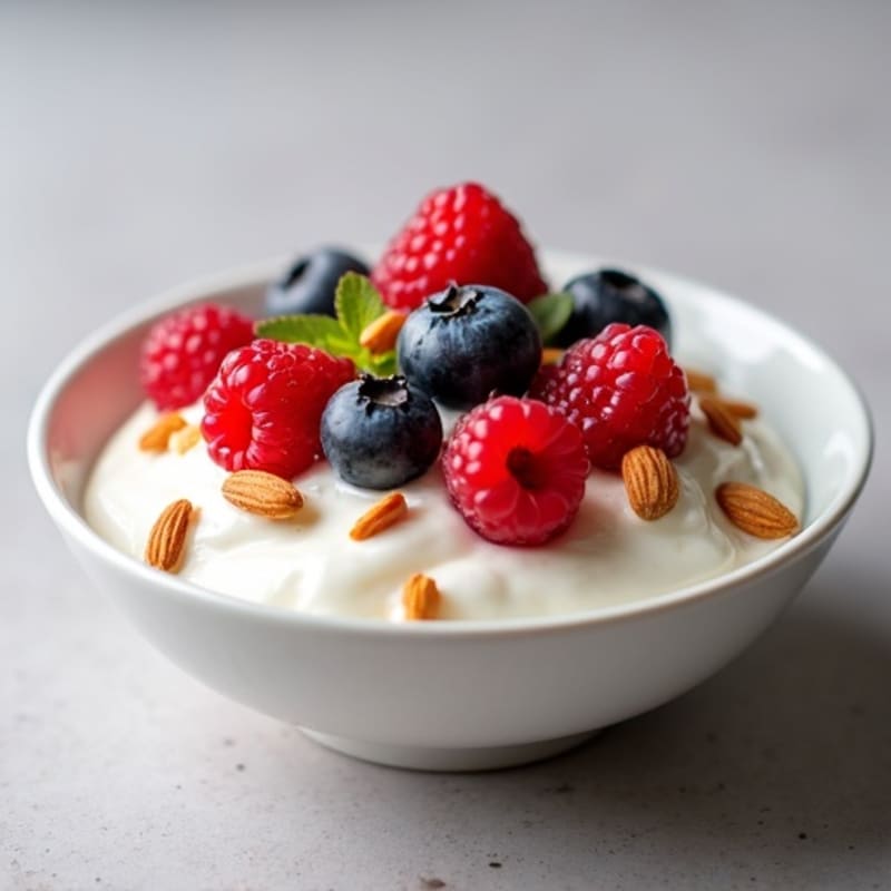 Creamy Greek Yogurt with Fresh Berries and Crunchy Nuts