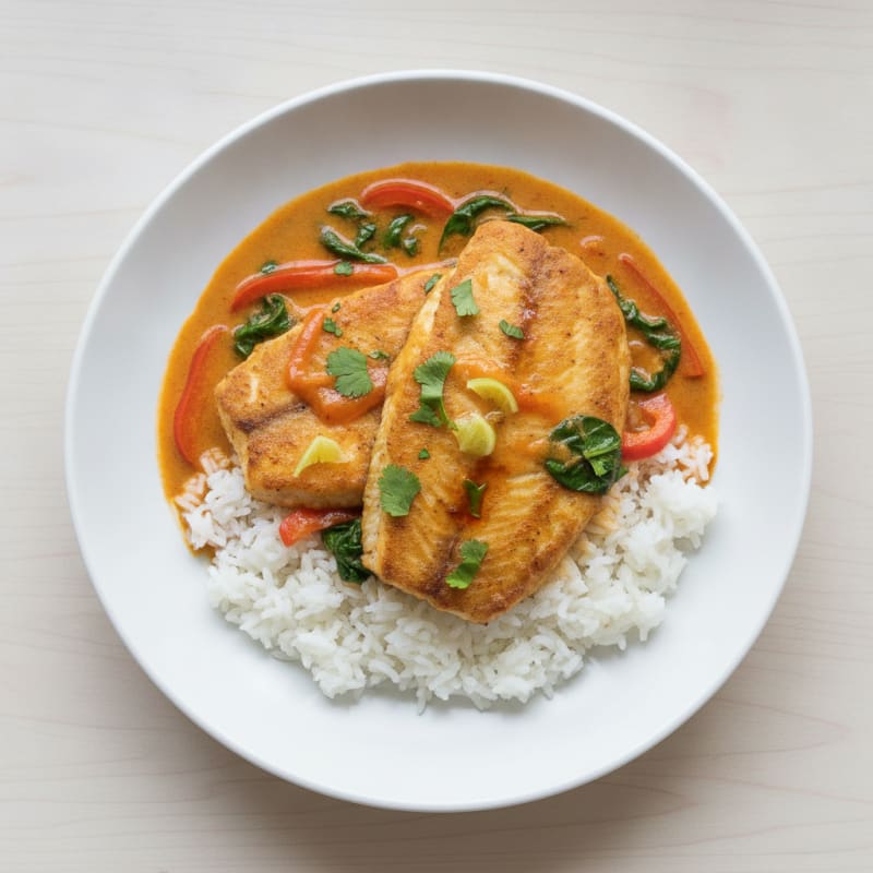 Curry Tilapia with Coconut Rice
