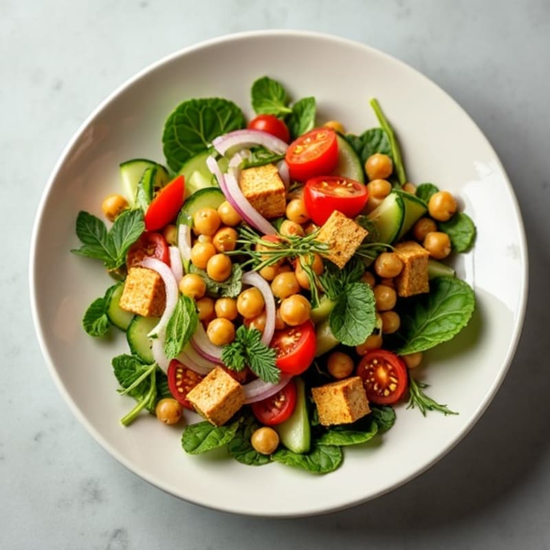Crispy Chickpea and Fresh Herb Salad with Lemon Vinaigrette