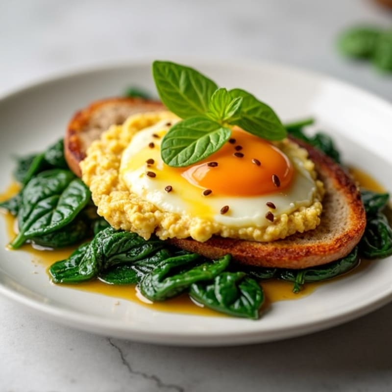 Egg White and Turkey Sausage Scramble with Sautéed Spinach