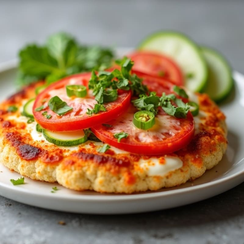 Buffalo Chicken Crispy Pizza with Fresh Vegetables