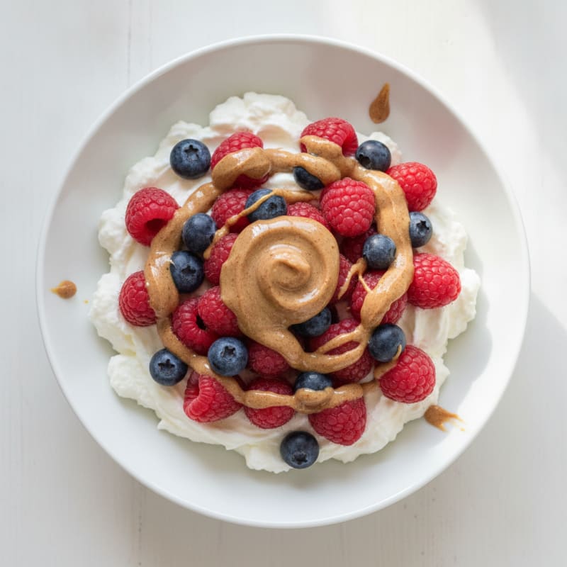 Greek Yogurt Protein Parfait with Mixed Berries and Almond Butter