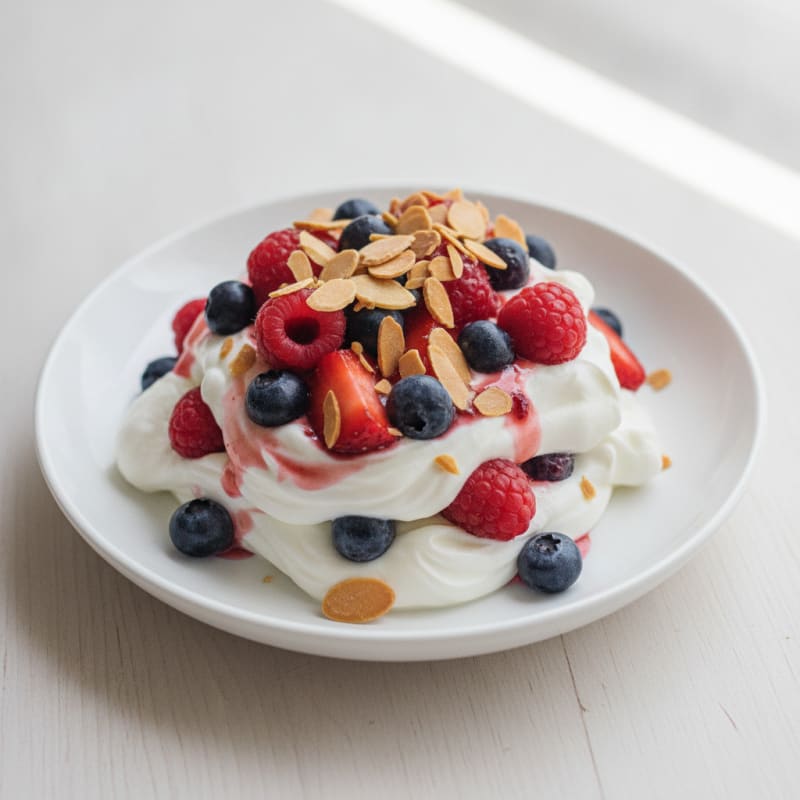 Greek Yogurt Protein Parfait with Mixed Berries and Almonds