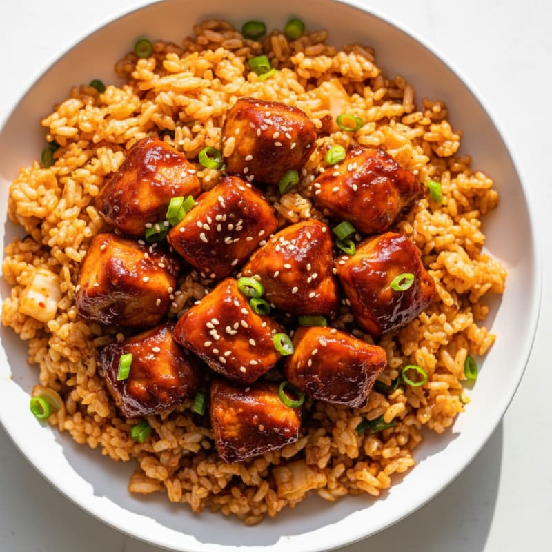 Gochujang Chicken with Kimchi Fried Rice
