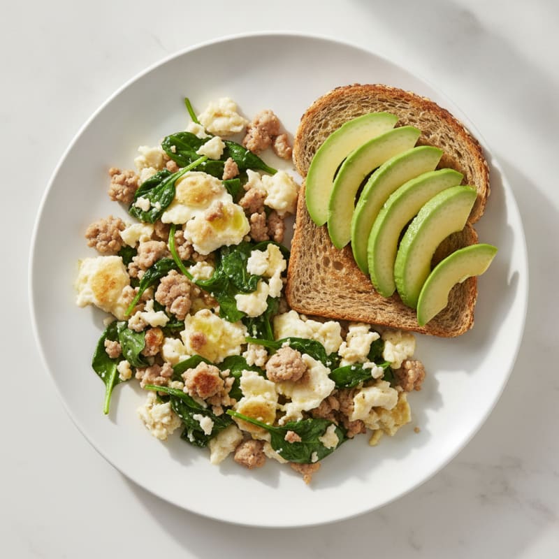 Egg White Scramble with Lean Turkey and Spinach