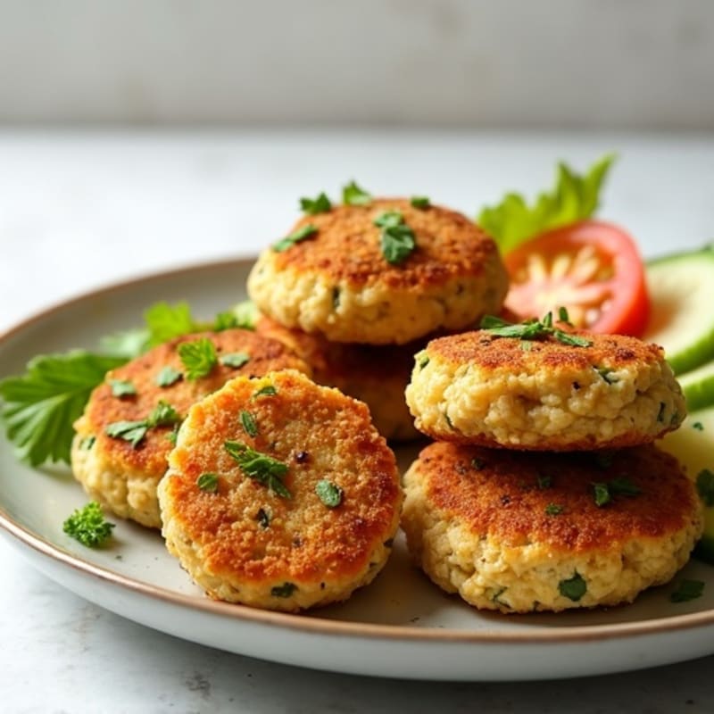 Crunchy Chickpea Falafel with Fresh Cucumber Tomato Salad