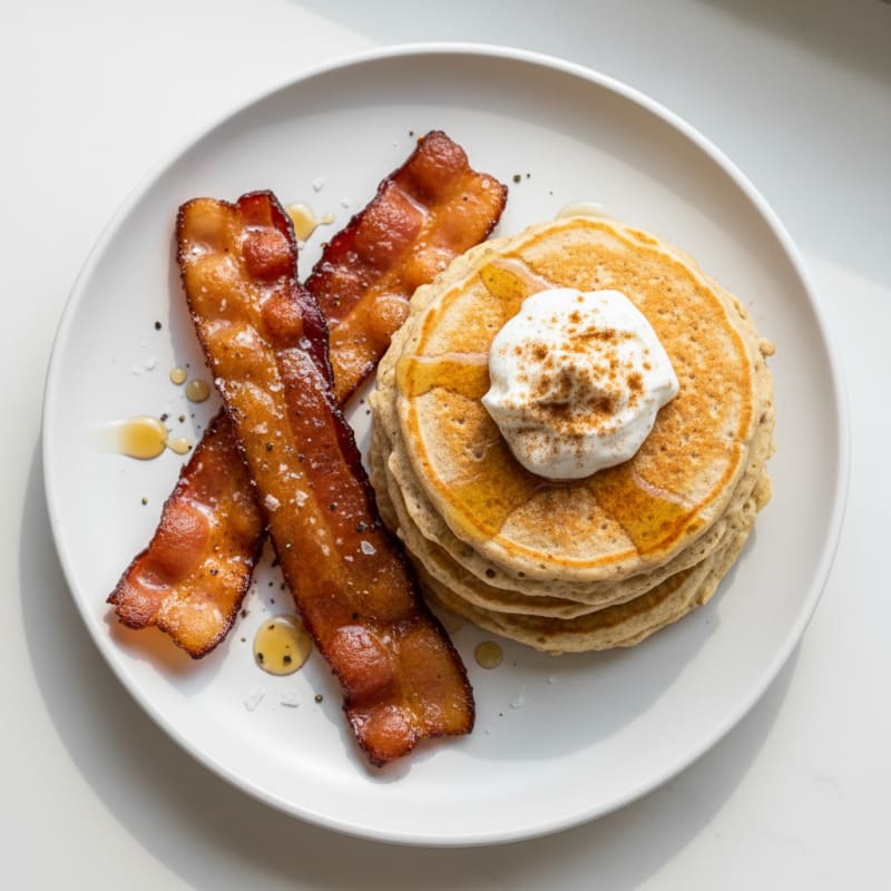 Golden Maple-Glazed Bacon with Fluffy Pancakes