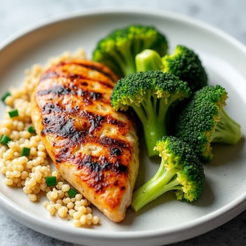 Grilled Chicken Breast with Quinoa and Steamed Broccoli
