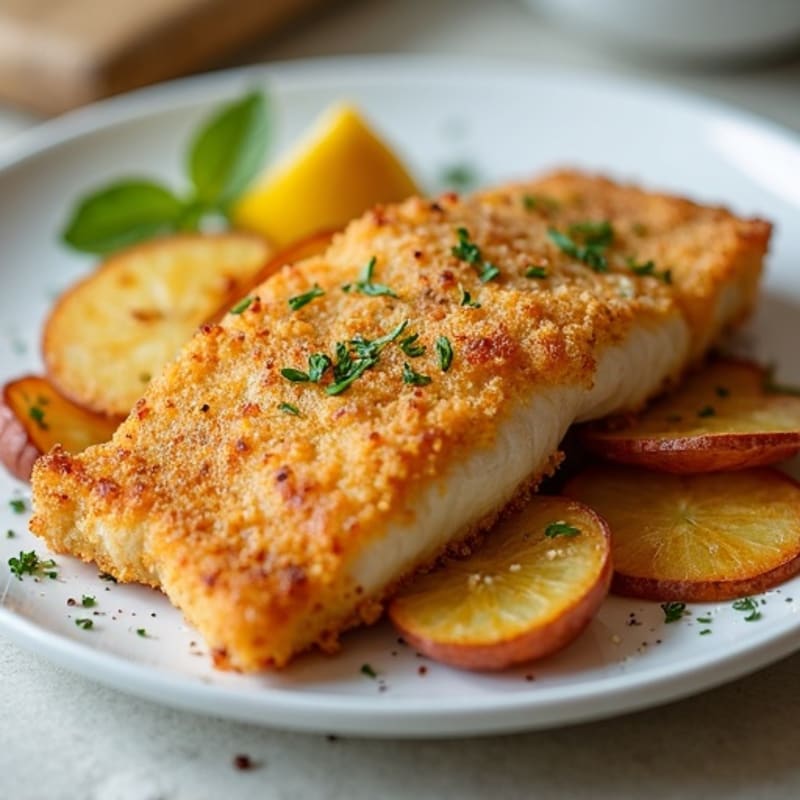 Crispy Baked Cod with Roasted Potato Wedges