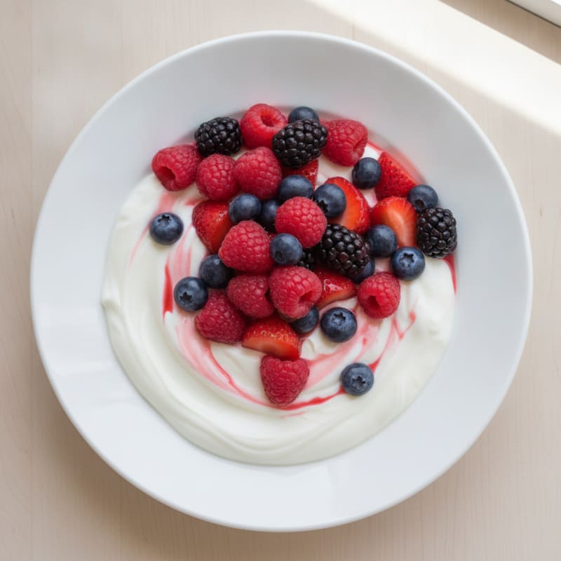 Silky Greek Yogurt with Mixed Berries
