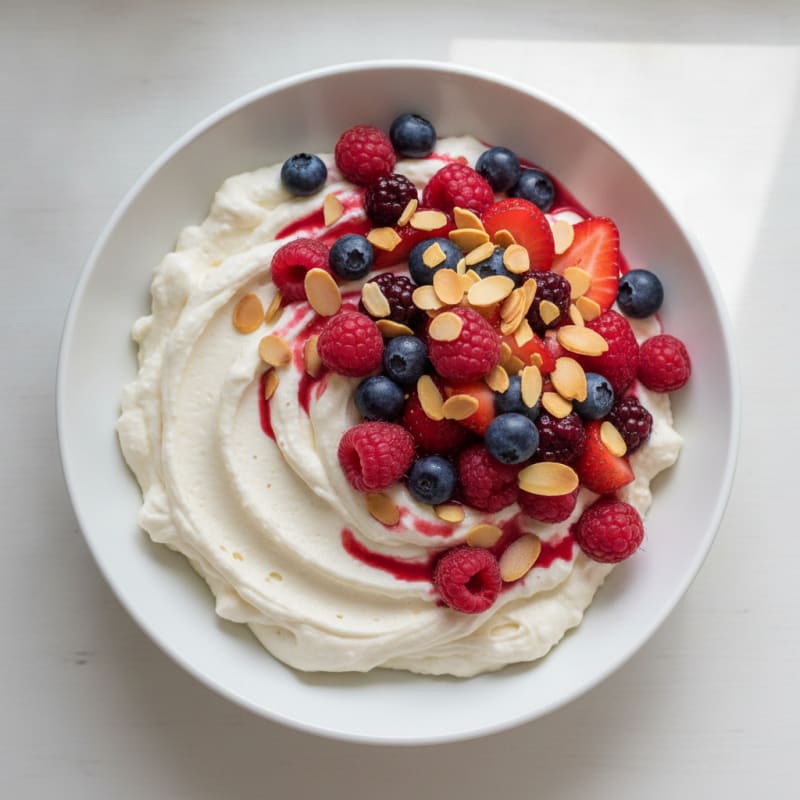 Silky Greek Yogurt Protein Mousse with Mixed Berries