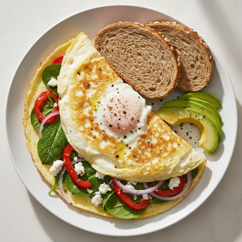Fluffy Egg White Omelet with Garden Vegetables