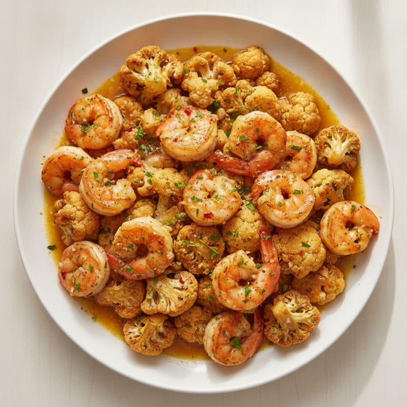 Roasted Cauliflower and Shrimp Scampi