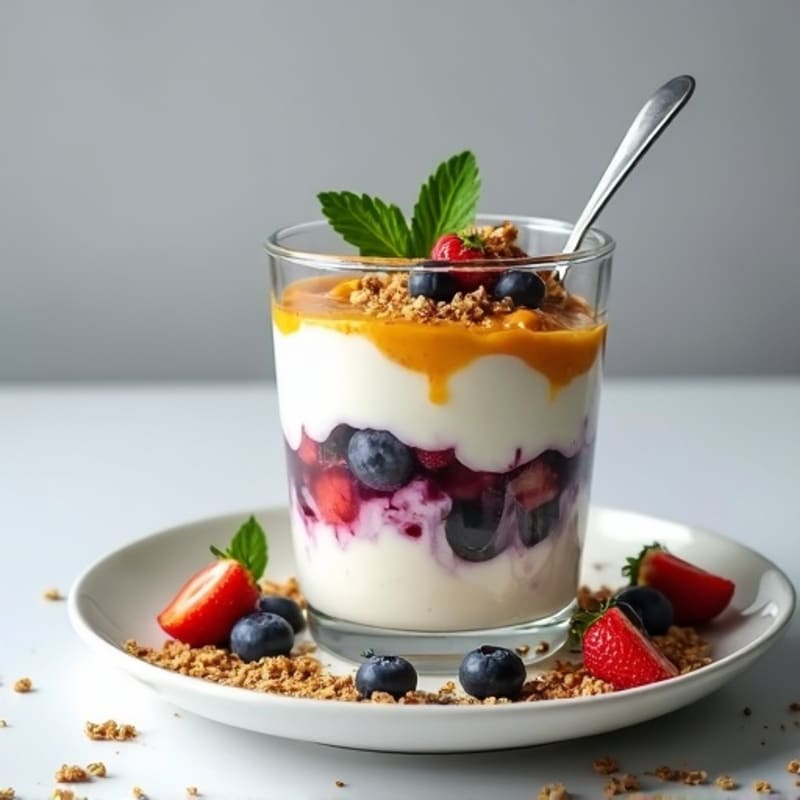 Cottage Cheese and Greek Yogurt Protein Parfait with Chia and Almonds