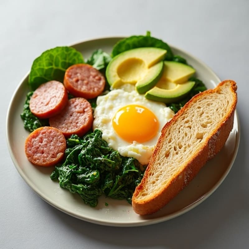 Egg White Scramble with Turkey Sausage and Spinach