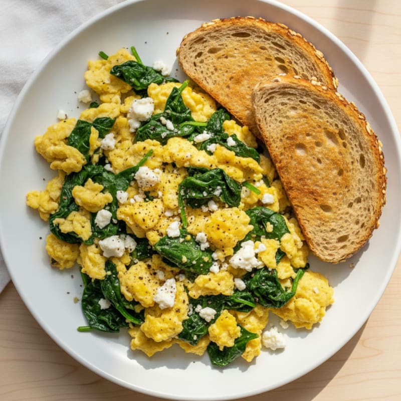 Spinach and Feta Egg Scramble