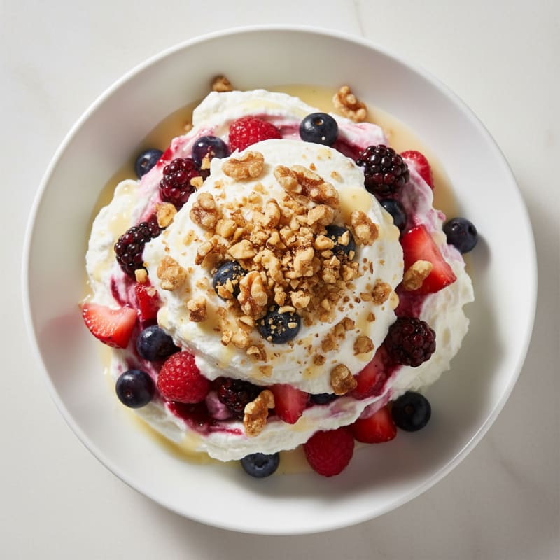 Greek Yogurt Protein Mousse with Mixed Berries