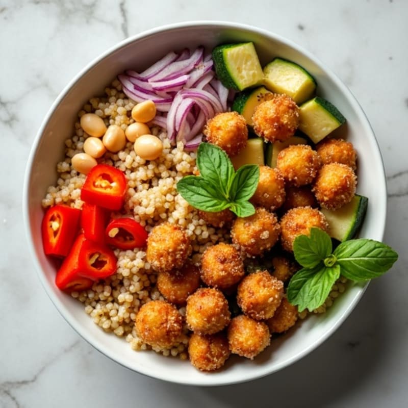 Crispy Chickpea and Roasted Vegetable Power Bowl with Creamy Tahini Dressing