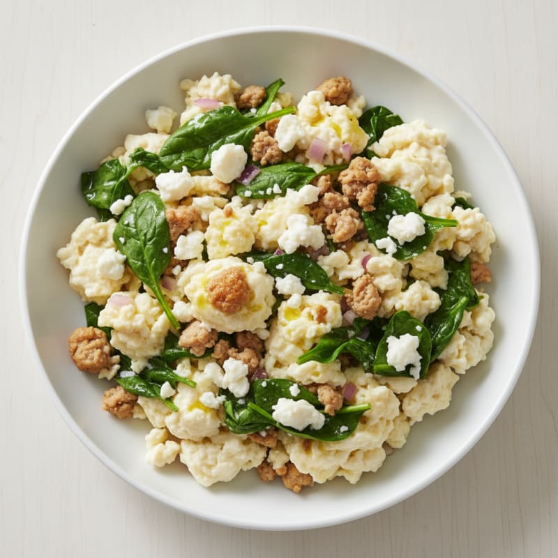Egg White and Turkey Spinach Scramble